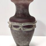 Stunning Postmodern Brown Hand-Molded Scavo Glass Vase, Italy
