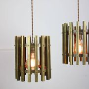 Lampe à suspension vintage en laiton italien, années 70