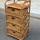 Vintage 1970s rattan and wicker chest of drawers with 4 drawers.