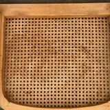 Chaise Cesca modèle b32 en blanc et bois par Marcel Breuer