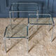 Three nesting tables 1970 Chromed metal and glass top