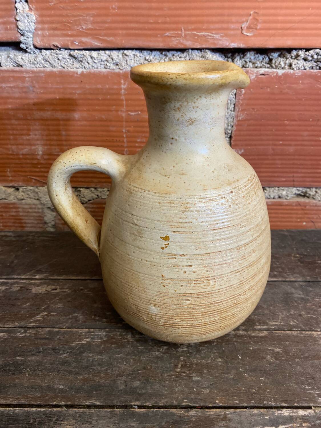 Old Pichet JEAN MARAIS Glazed Stoneware Beige France Vintage #D781