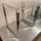 Pair of vintage chrome and acrylic glass bedside tables