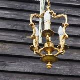 French Bronze Birdcage Chandelier: Louis XV Style 3-Branch Light