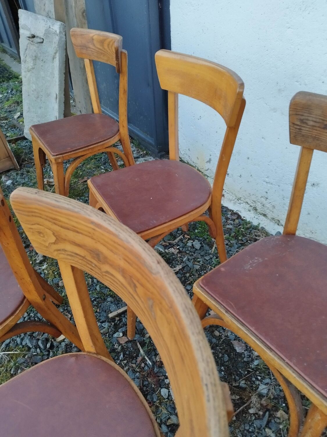 Set of  8 chairs bistro bar kitchen wood
