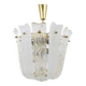 J.T. Kalmar Mid-Century Brass and Textured Glass Suspension Basket, Austria, 1950s