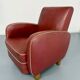 Vintage red faux leather Art Deco club chair from the 1940s/50s.