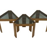 Vintage Set of 3 side tables by Porada Arredi, 1970s nesting tables design