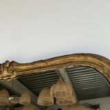Large gilded mirror 19th century rounded corners mercury glass Louis XVI style