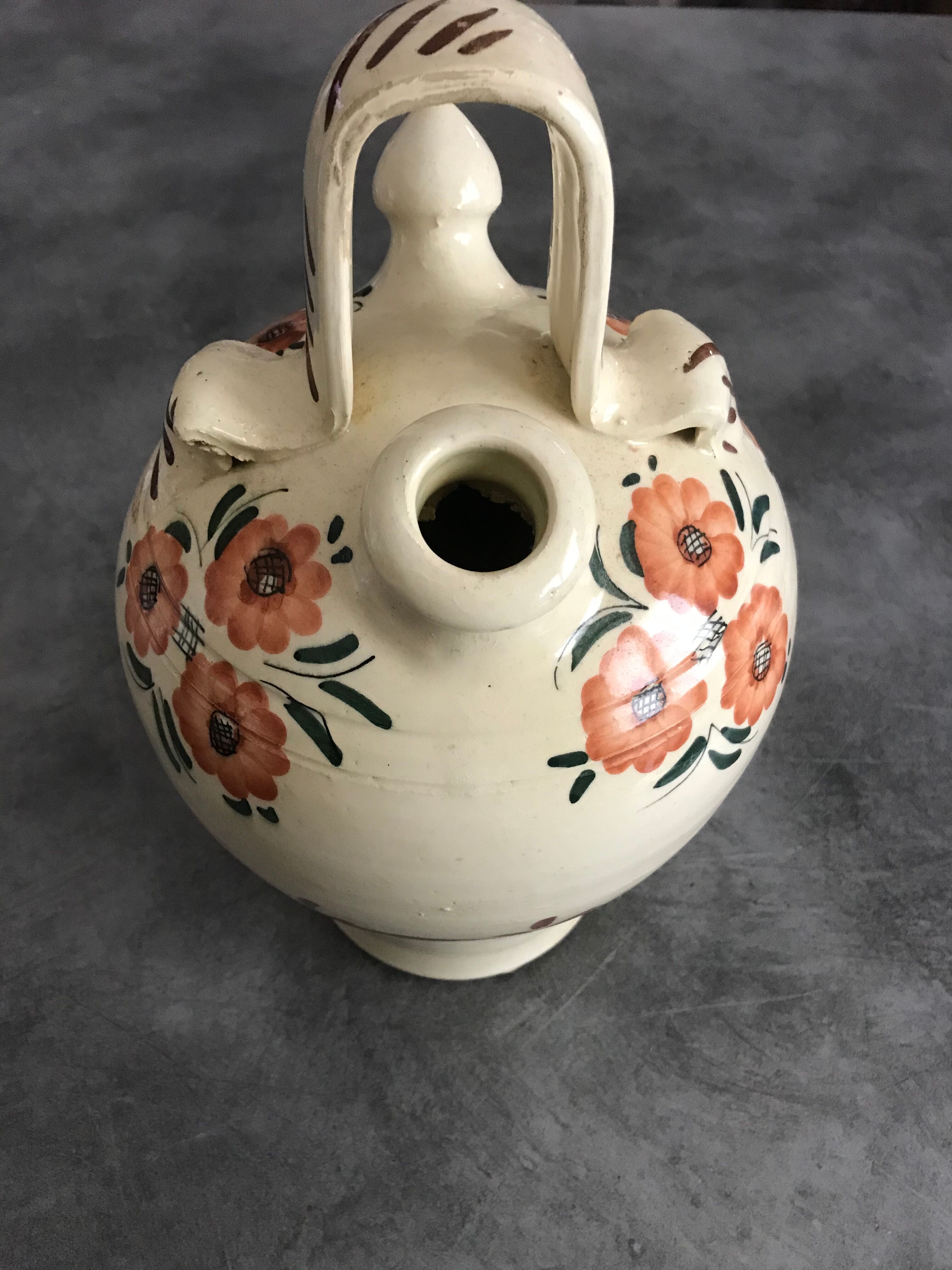 Gargoulette Cantir in ceramic with floral paint decoration