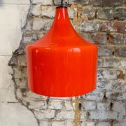 Suspension vintage en verre opalin orange, 1970s