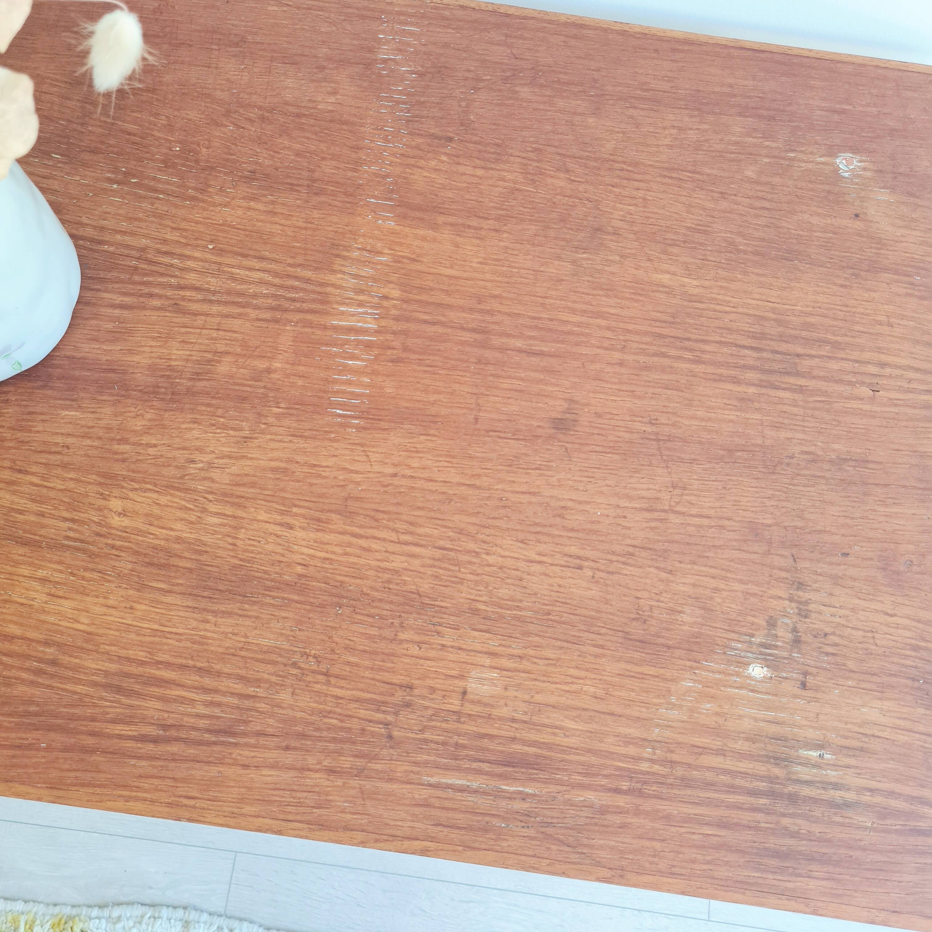 Table - old raw wood boarding school desk with compass legs