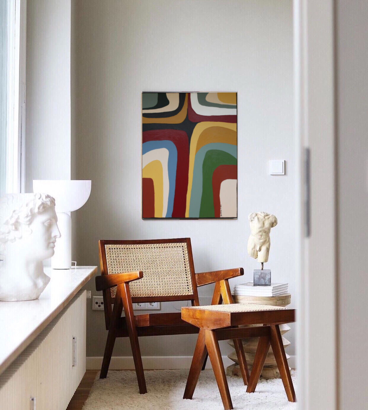 Colorful abstract painting "Rainbow n°4" 72x60 cm