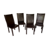 4 TRECCIA chairs brand Roche Bobois in chocolate leather