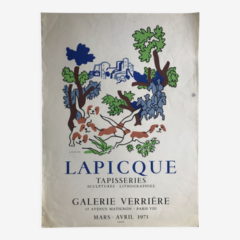 Affiche en lithographie de Charles Lapicque, Galerie Verrière, 1971. Mourlot imp