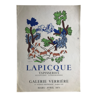 Affiche en lithographie de Charles Lapicque, Galerie Verrière, 1971. Mourlot imp