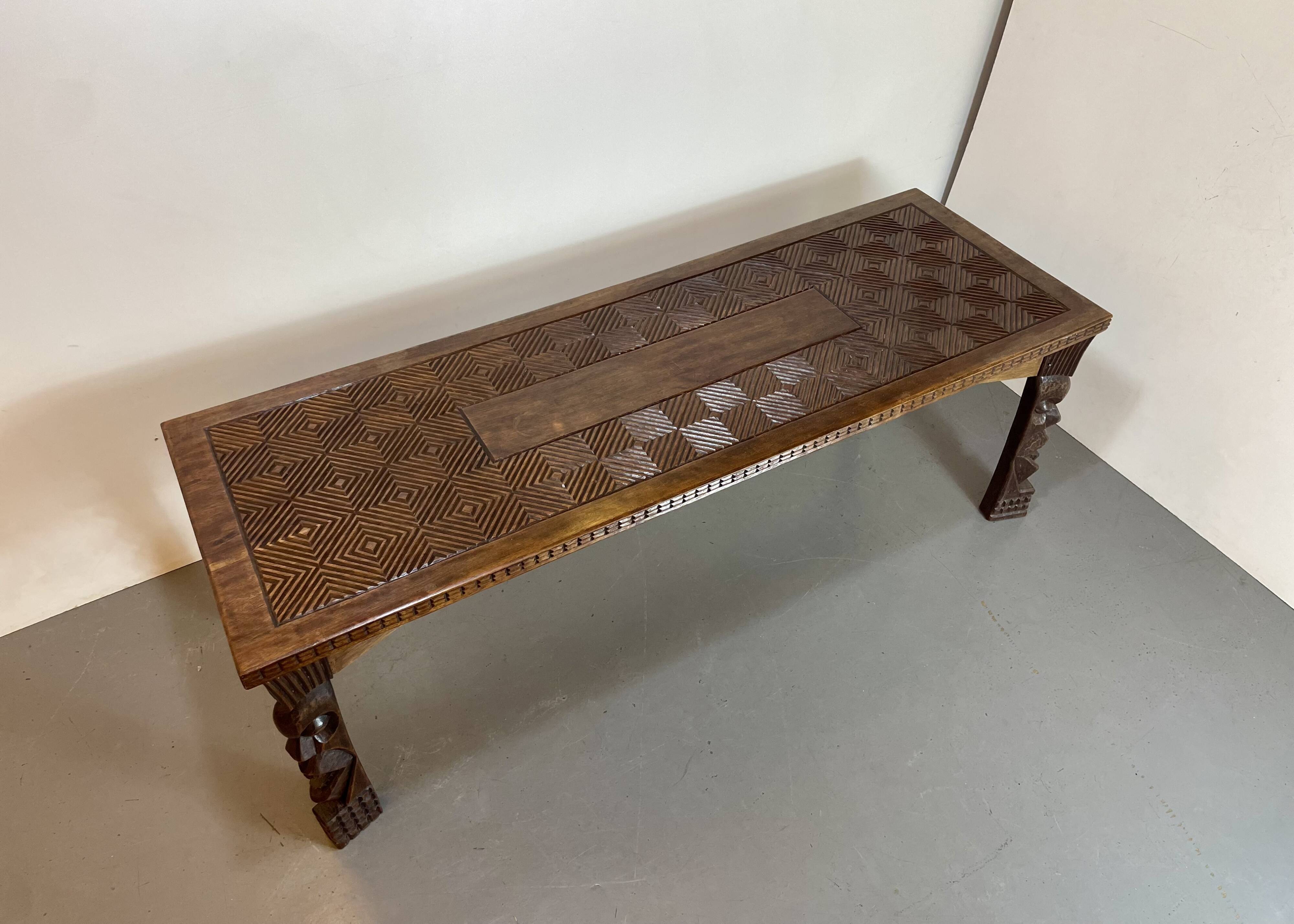 Hand-carved Congolese coffee table, 1989