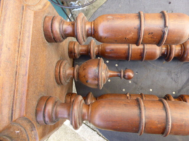 Old wooden saddle, 4 columns, chiseled,