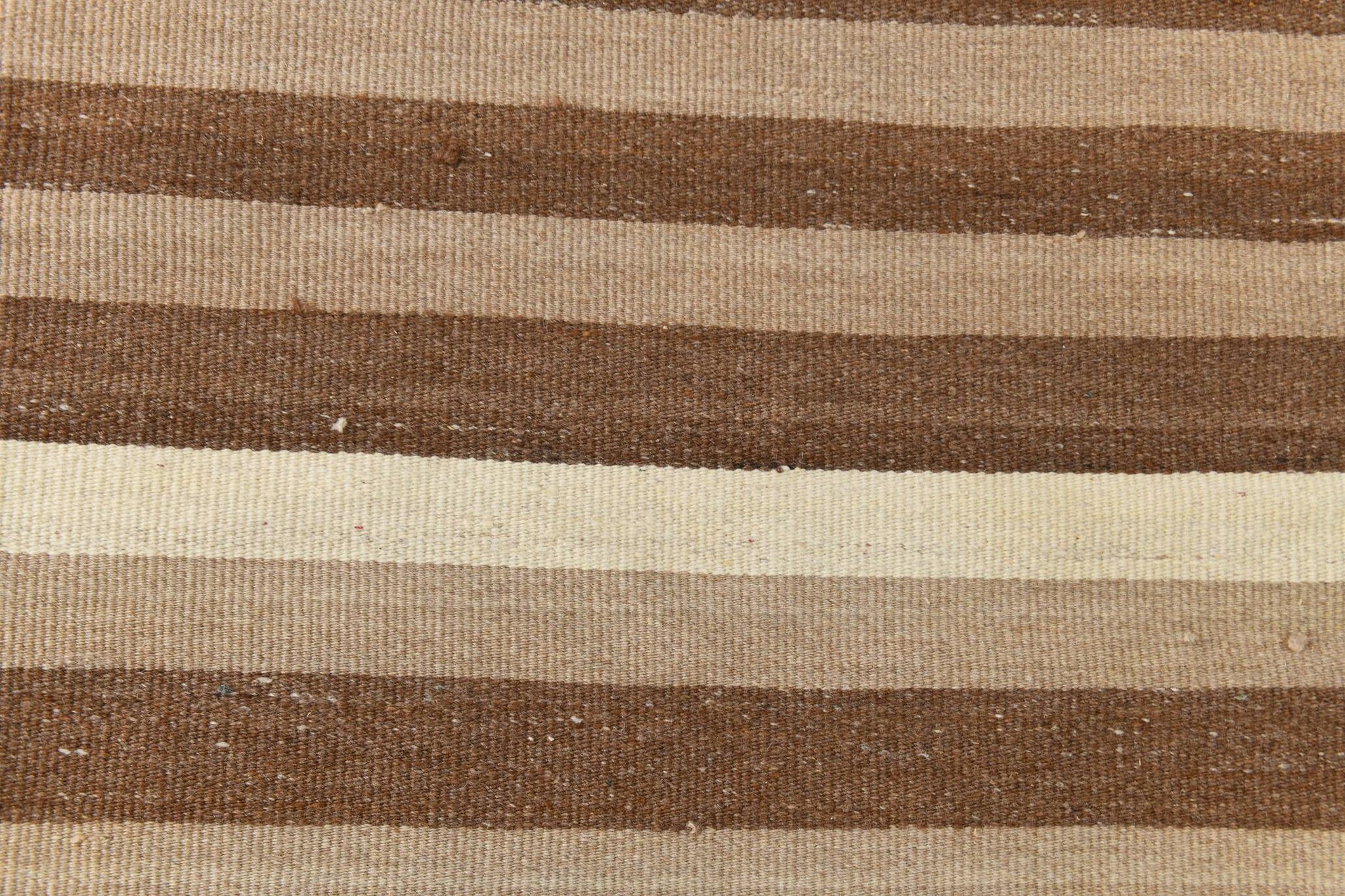 10x13 Dark Brown & Beige Vintage Kilim Rug, 311x394Cm