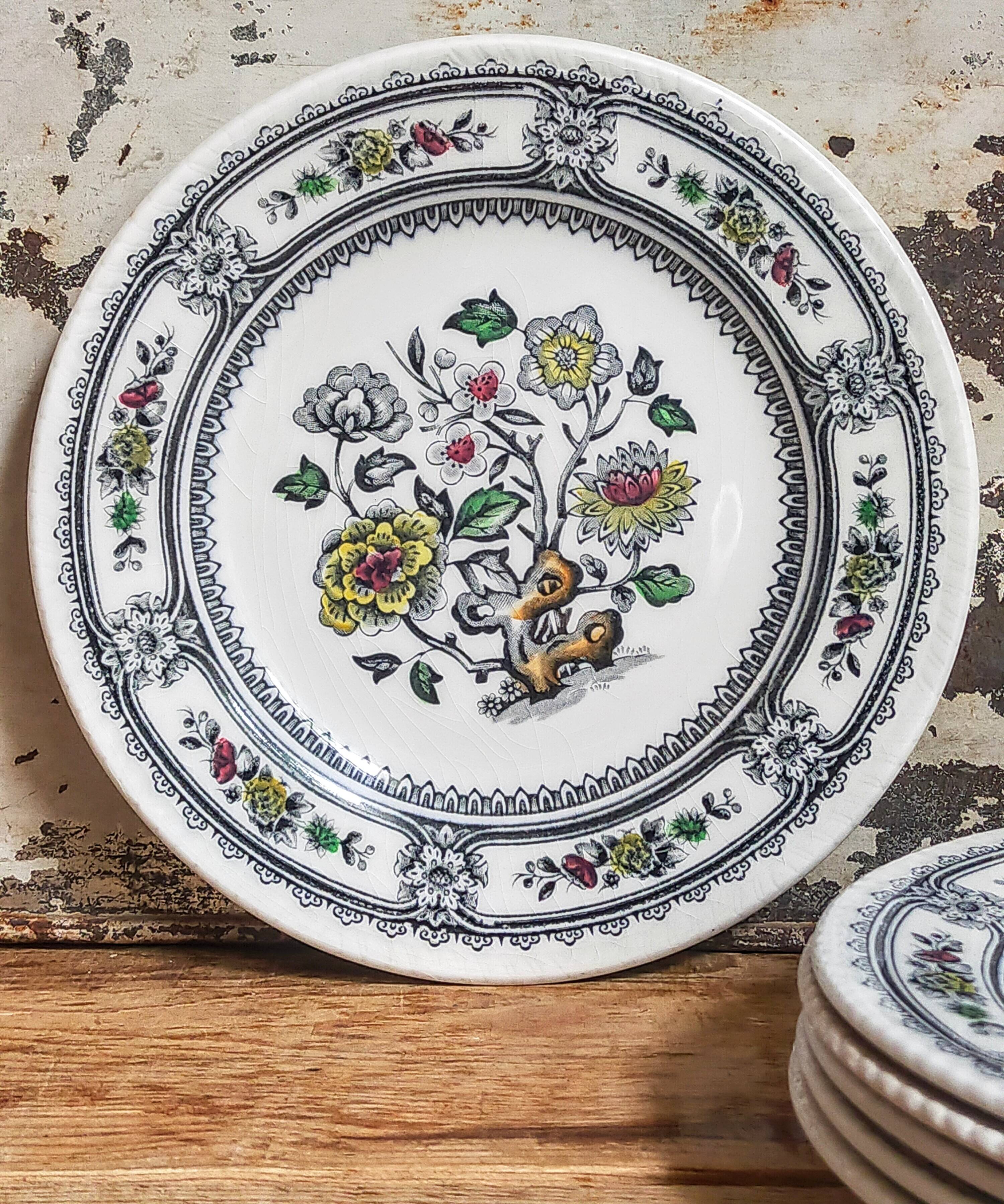 Six English porcelain dessert plates WOOD & SONS Dorset service