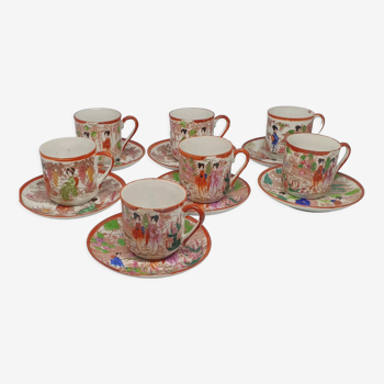 Seven vintage porcelain coffee cups from Japan