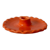 Orange ceramic candle holder serrated plate