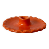 Bougeoir en céramique orange assiette dentelée