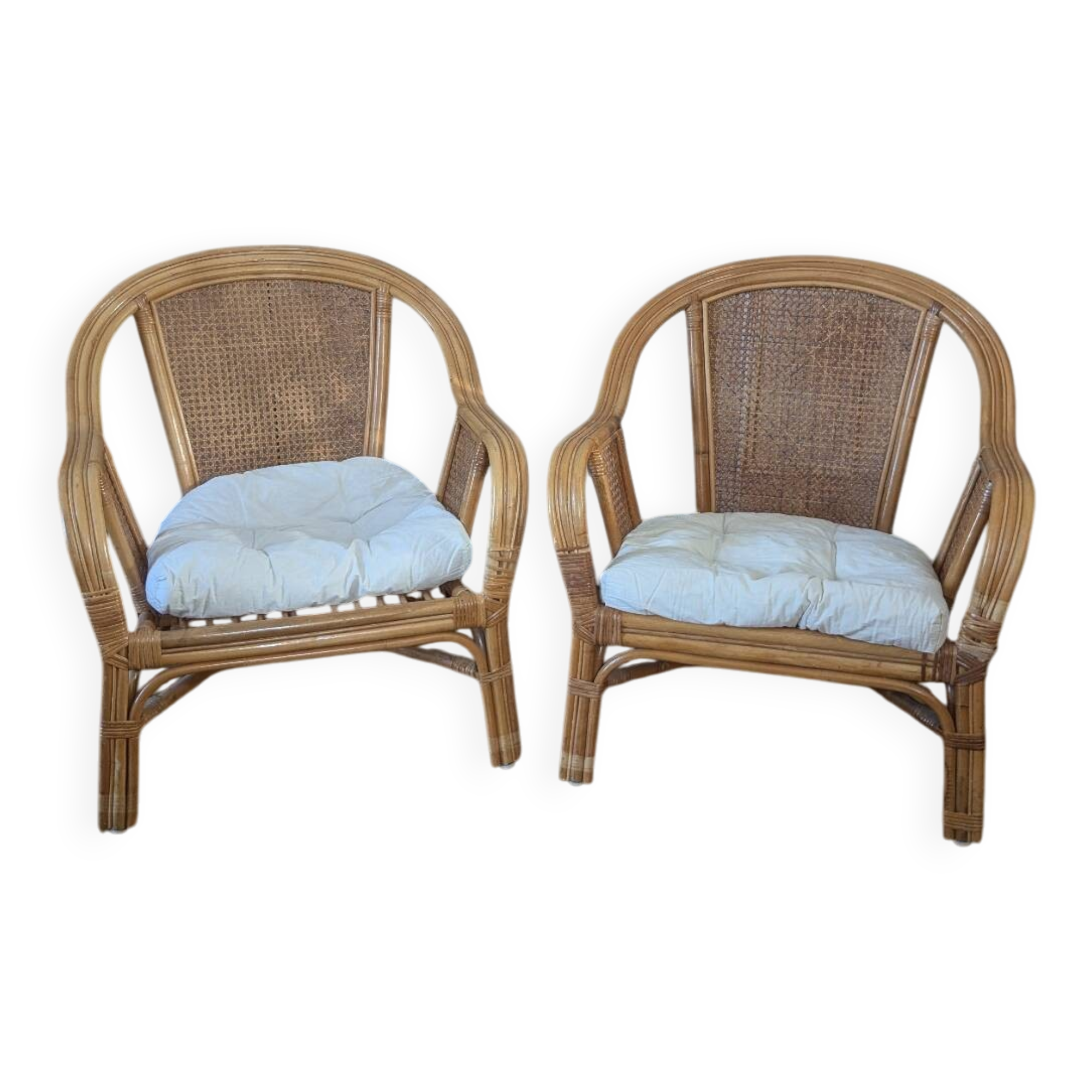 Pair of rattan armchairs