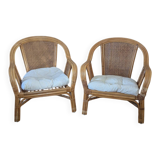 Pair of rattan armchairs