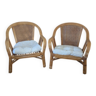 Pair of rattan armchairs