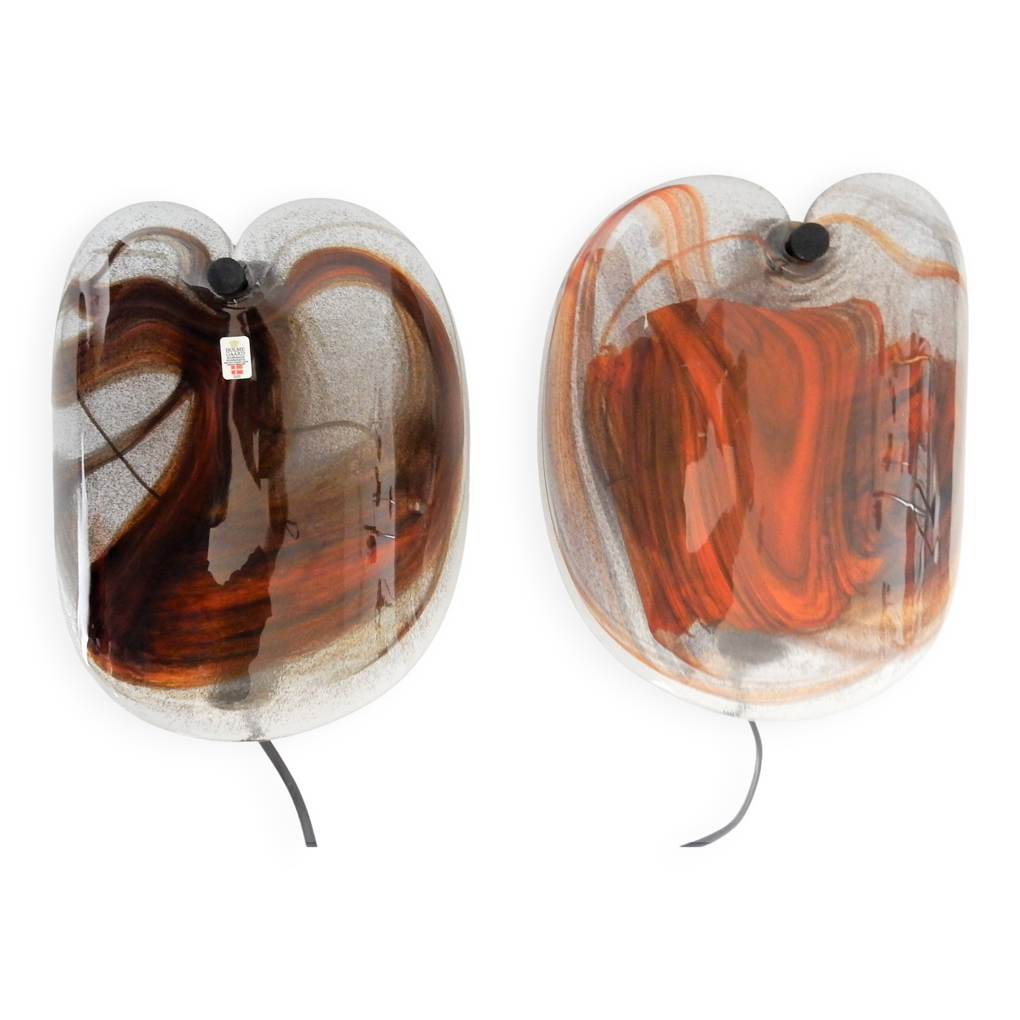 Set of 2 glassplattelampet wall sconces by Per Lütken for Holmegaard, Denmark 1970's