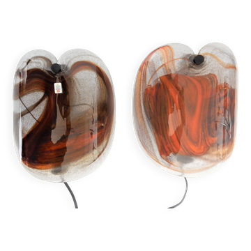 Set of 2 glassplattelampet wall sconces by Per Lütken for Holmegaard, Denmark 1970's