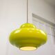 Lampe à Suspension Mid-Century en Verre Vert et Laiton, Italie