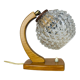 Lampe scandinave arc bois courbé globe verre ciselé