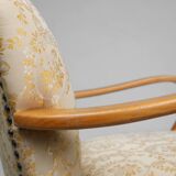 Art Deco side chair in beech wood, France 1940s