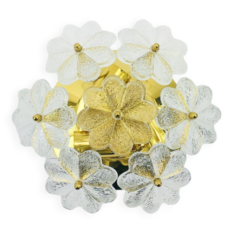 Mid-Century Floral Murano Glass Flush Mount or Wall Light by Ernst Palme, Germany, 1960s