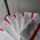 Set of 6 antique half-cloths, embroidered BR