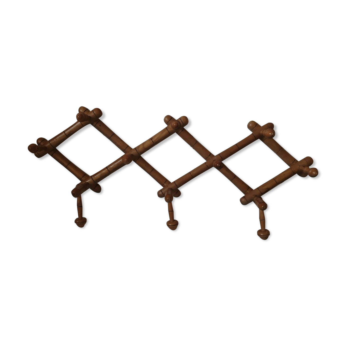Vintage wooden accordion coat rack 10 hooks