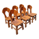 6 Belgian Brutalist Chairs in Solid Oak