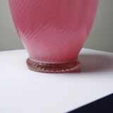 Small twisted pink opaline glass vase, Venetian Murano/Empoli vintage.