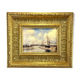Painting / oil on canvas signed "f.nioli" (low tide) well framed