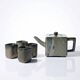 Chinese tea set in glazed terracotta, teapot and 4 cups, 1980s.