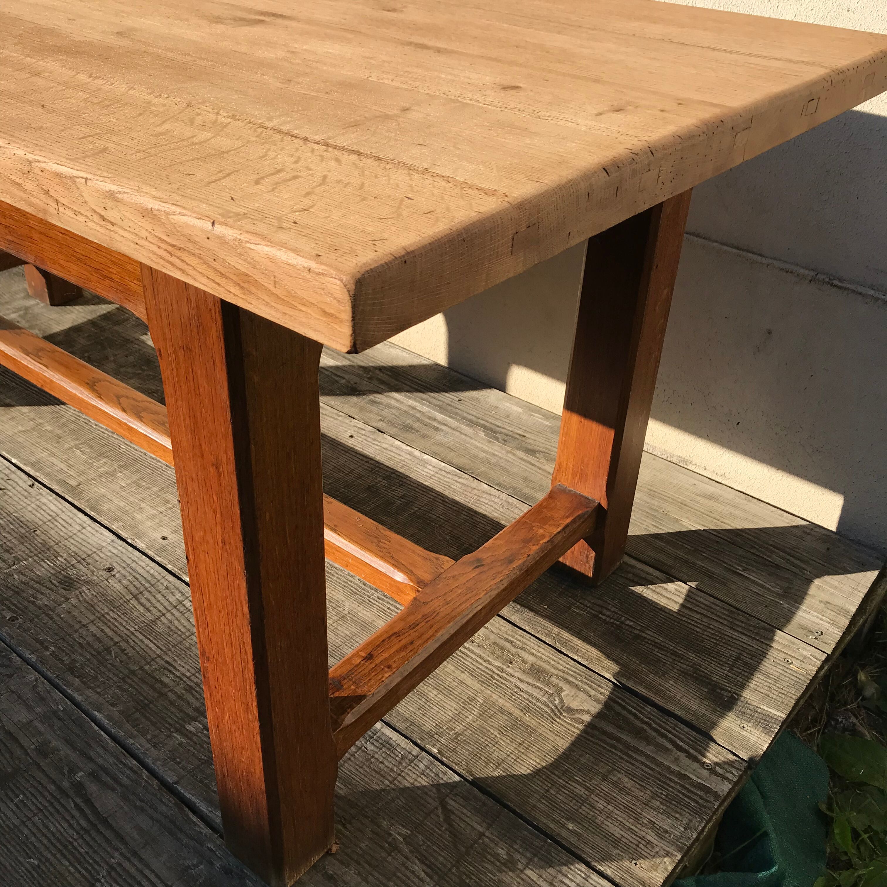 Vintage farmhouse table 1950 in solid light oak