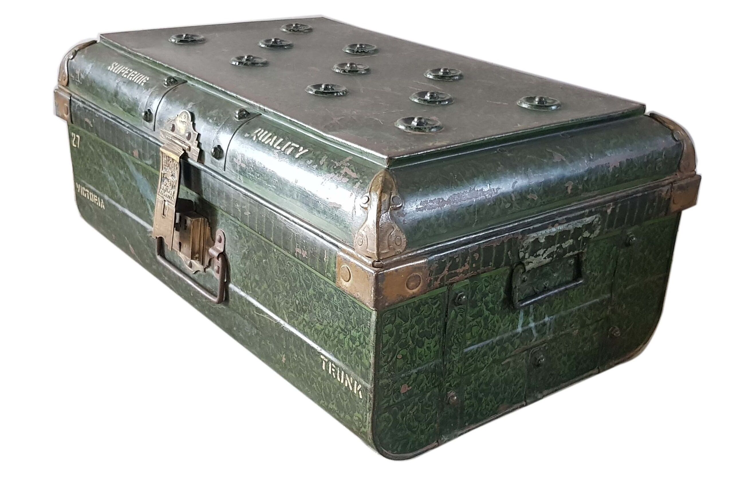 Ancient colonial travel trunk