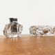 Mid-century Scandinavian heavy frosted glass table and ashtray, 1960s, set of 2.