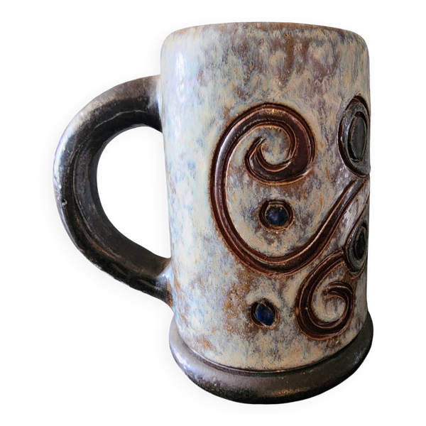 Mug vintage en grès d'art signé Dubois céramique