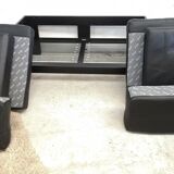 Bastiano by Afra and Tobia Scarpa edition Knoll 60s black leather sofa
