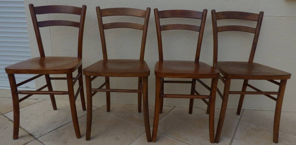 4 Lutherrma brand bistro chairs in their patinas – Very good condition