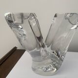 pair of crystal candlesticks signed Schneider 1970