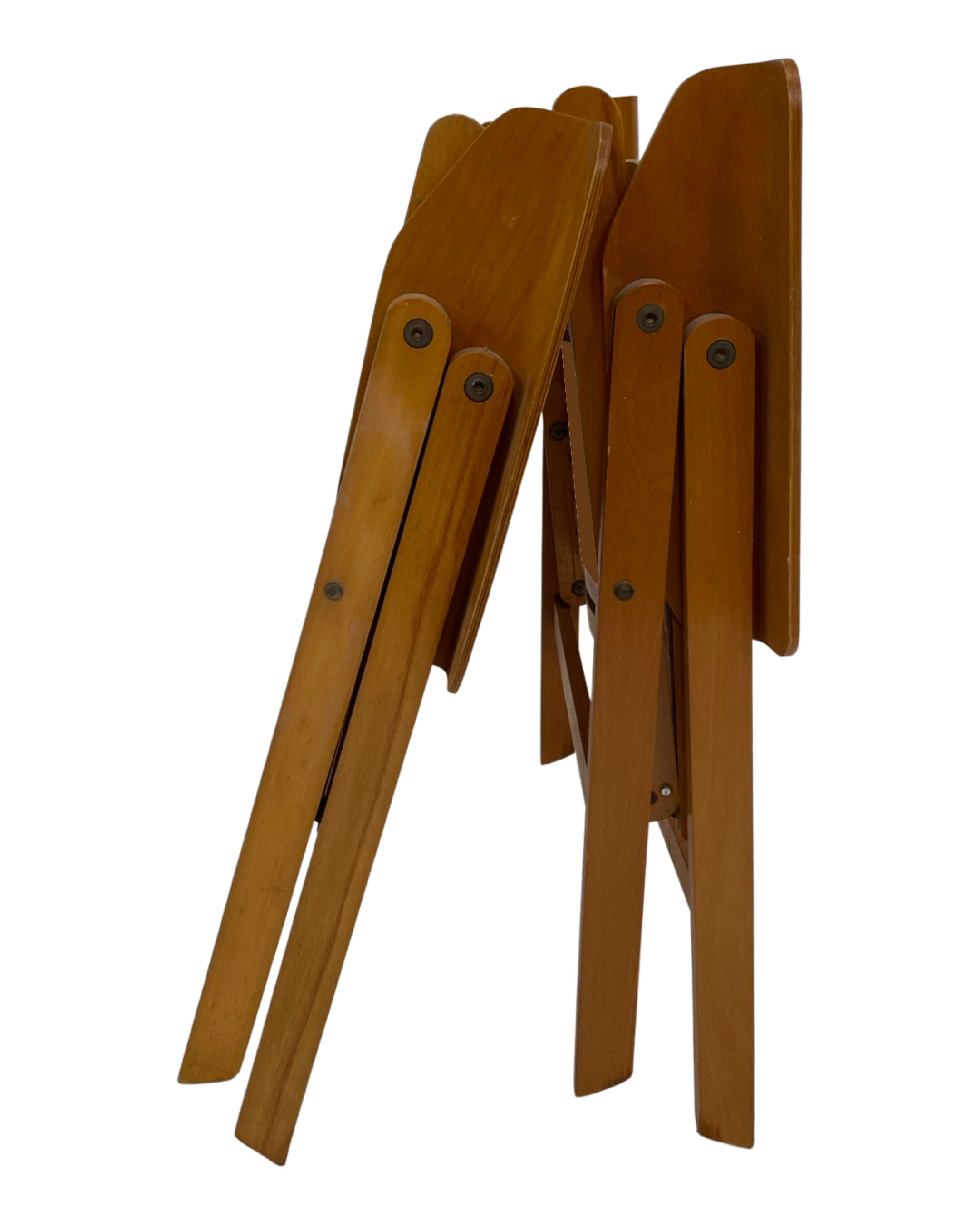 Vintage set of four Rex Plywood folding chairs by Niko Kralj design 1950